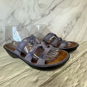 Naot Bilbao Purple Leather Strap Wedge Sandal